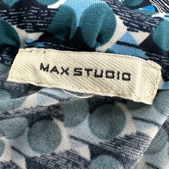 Max Studio Midi Dress Sleeveless V-Neckline Green White Black Small Polyester Sp - Picture 3 of 12